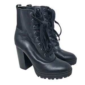 Steve Madden Boots size 6 Leather Block Heel Combat Heels Platform Lug Sole